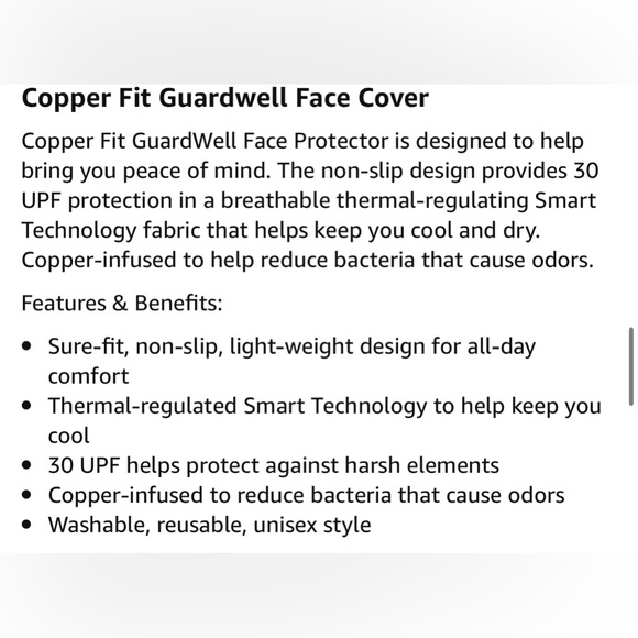 Copper Fit Unisex Adult Guardwell Face Cover and Neck Gaiter, Blue - Picture 3 of 5